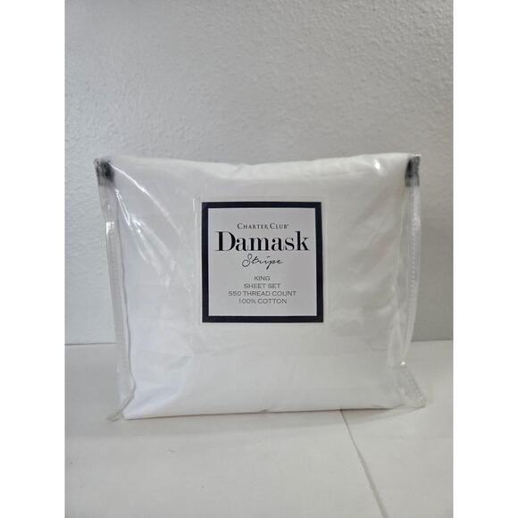 Charter Club 1.5" Stripe 550 Thread Count 100% Cotton 4-Pc. Sheet Set, King - Picture 2 of 5